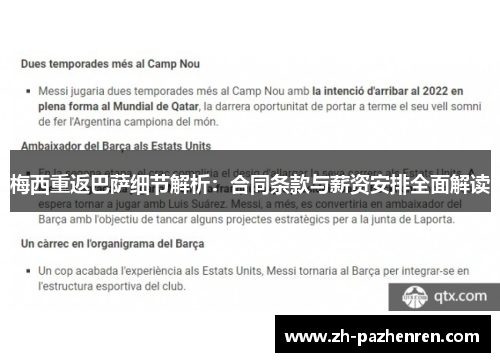 梅西重返巴萨细节解析:合同条款与薪资安排全面解读 梅西重返巴萨细节解析:合同条款与薪资安排全面解读